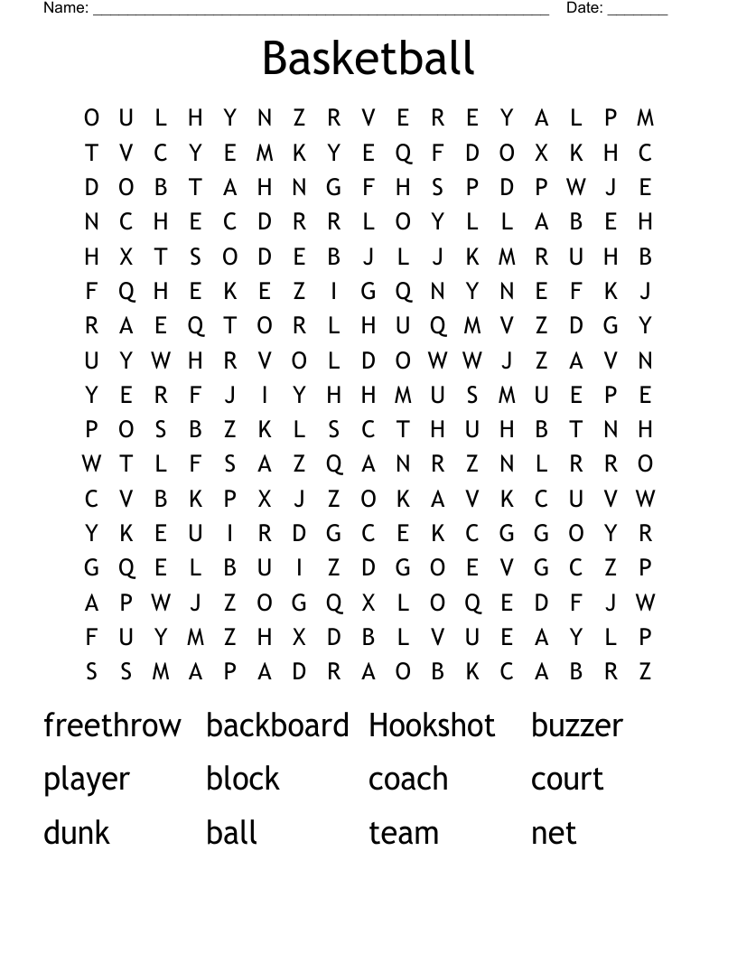 Basketball Word Search