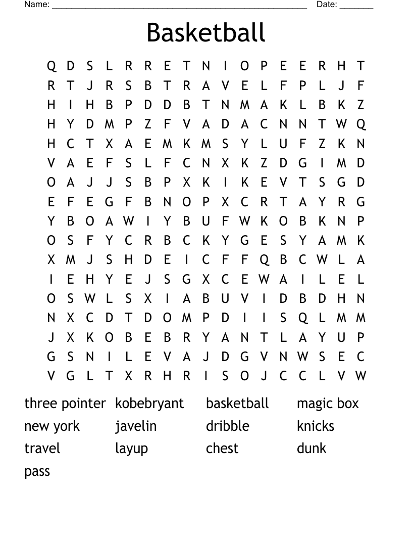 Basketball Word Search