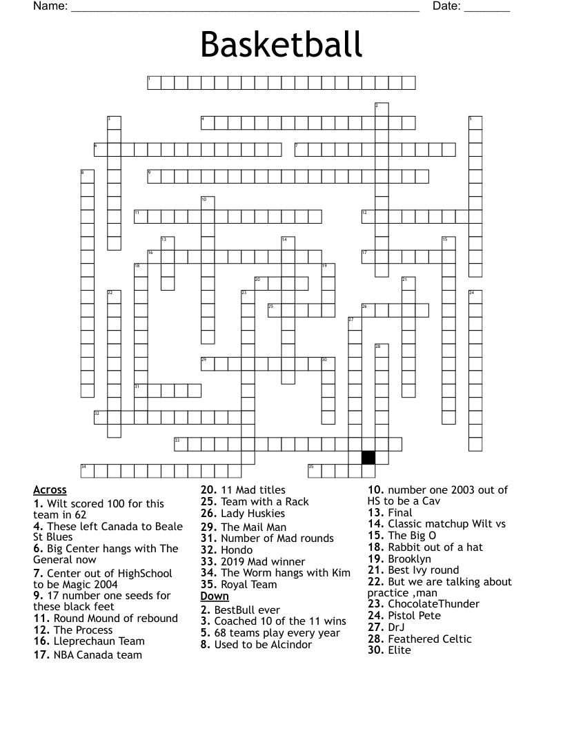 Basketball Crossword
