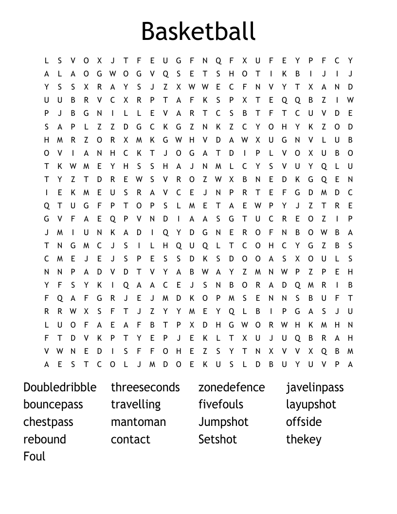 Basketball Word Search