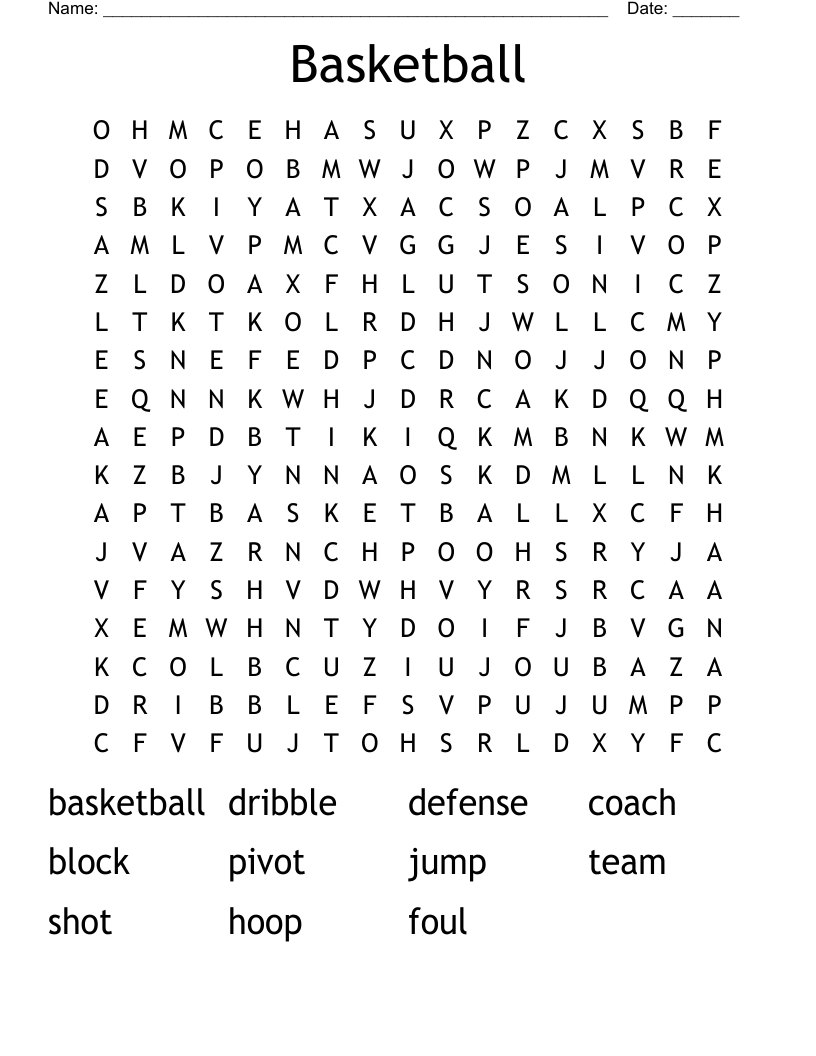 Basketball Word Search