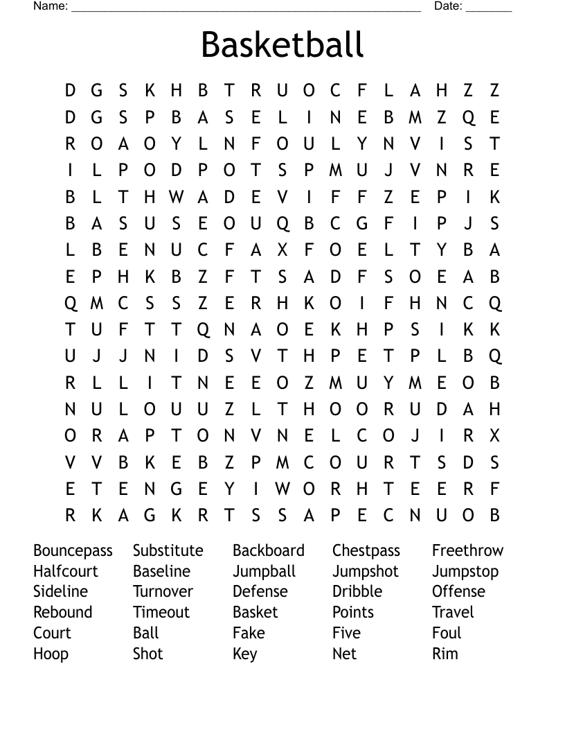 Basketball Word Search
