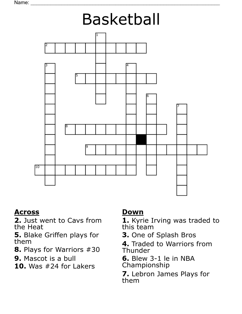 Basketball Crossword