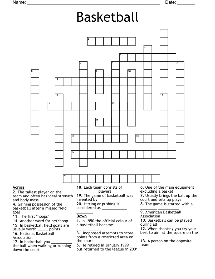 Basketball Crossword