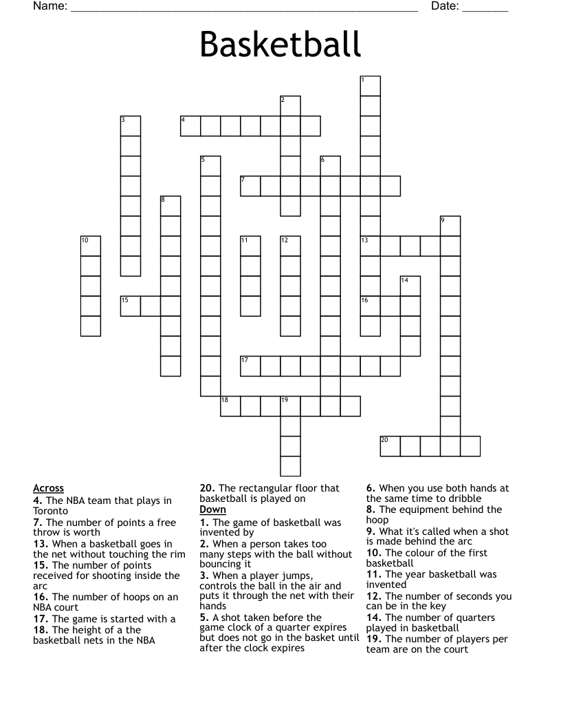Basketball Crossword