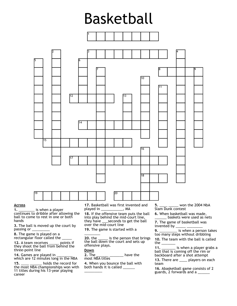 Basketball Crossword