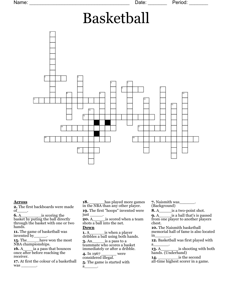 Basketball Crossword