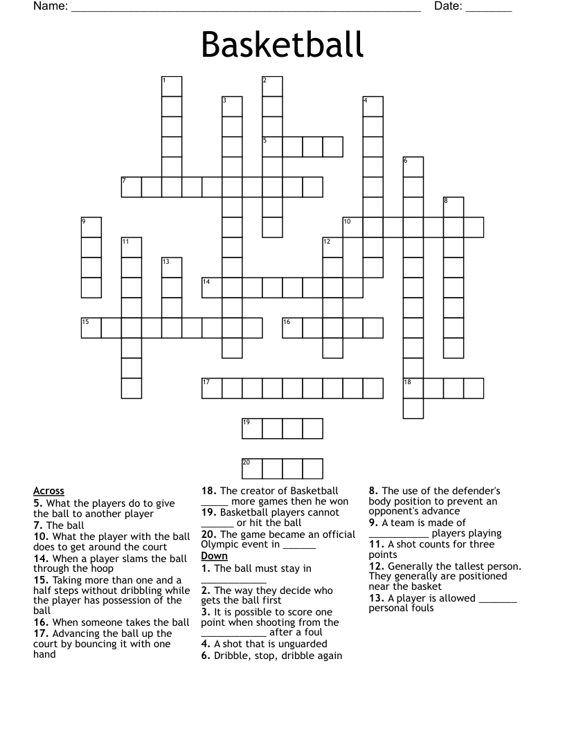 Basketball Crossword