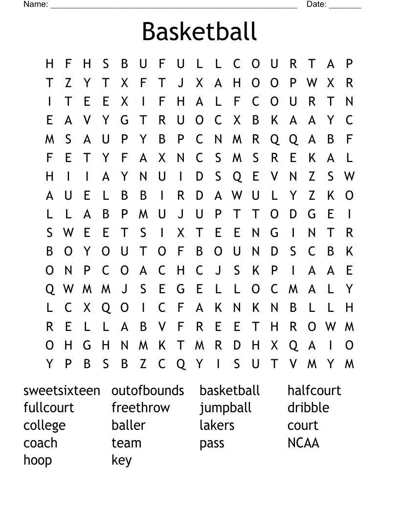 Basketball Word Search