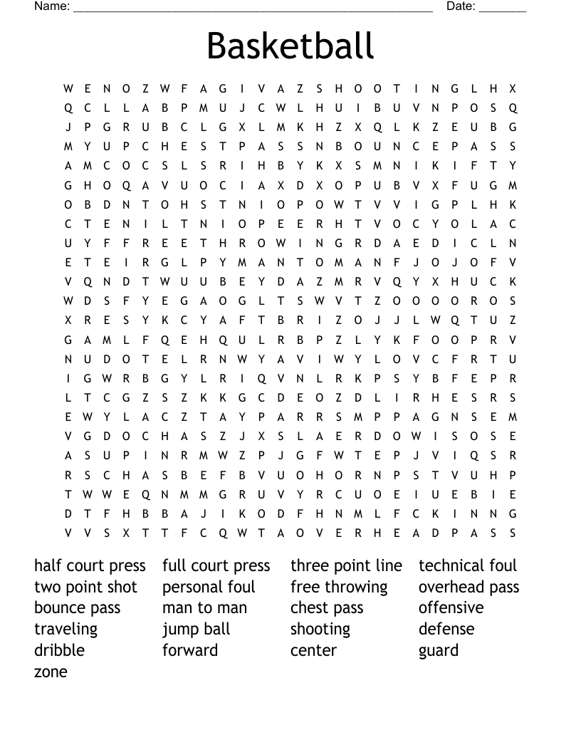 Basketball Word Search