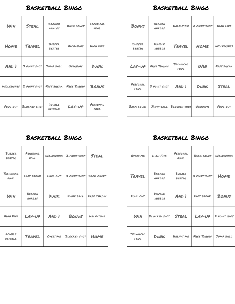 Basketball Bingo