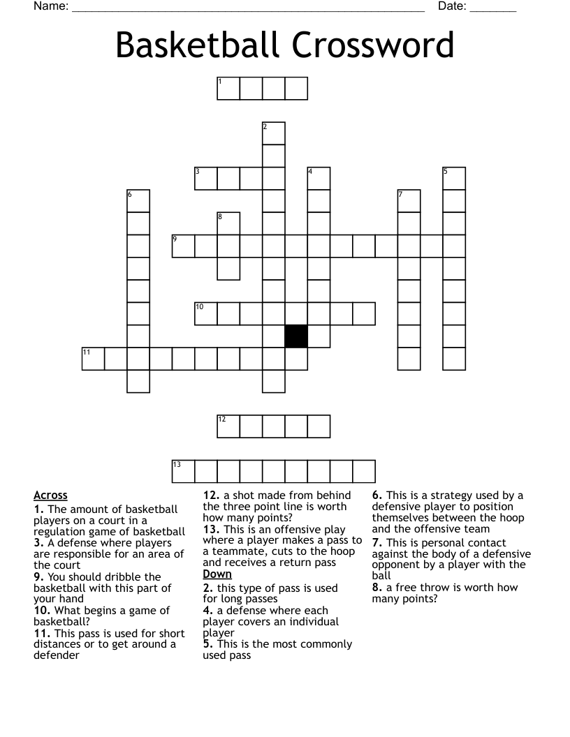 Basketball Crossword