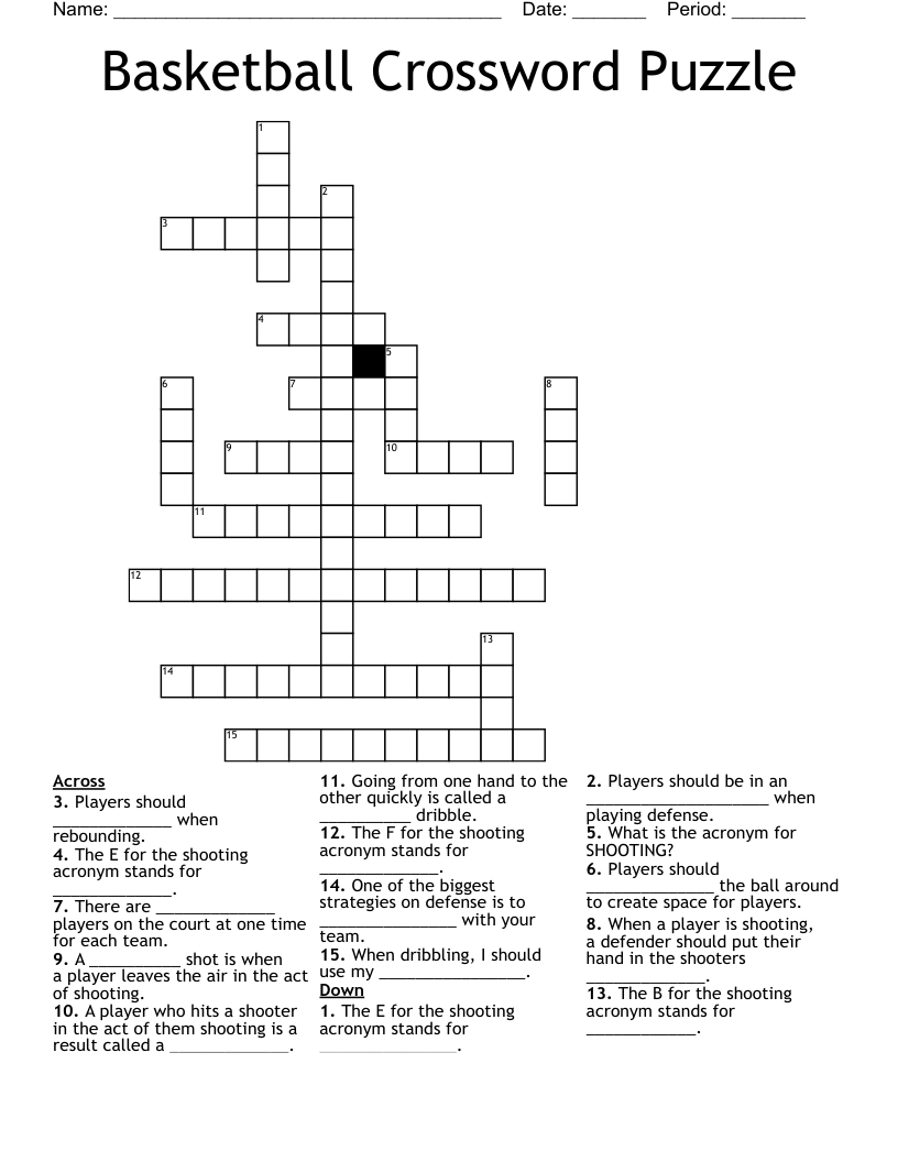 Basketball Crossword Puzzle 