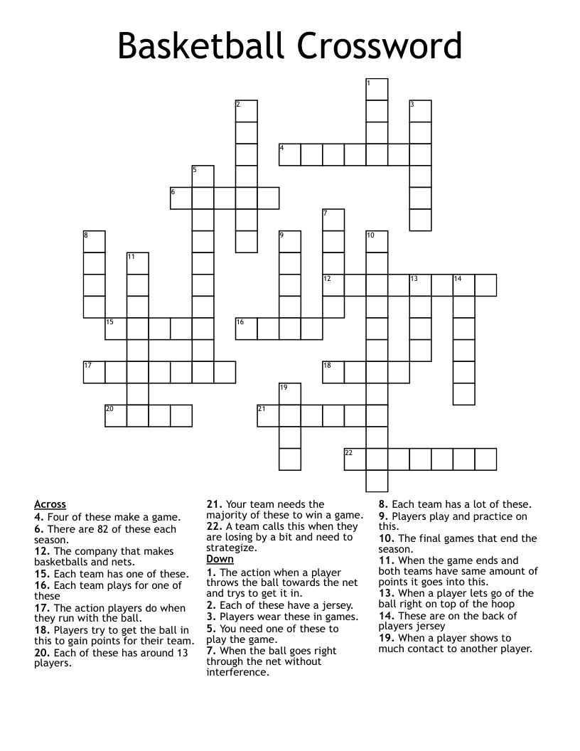 Basketball Crossword 