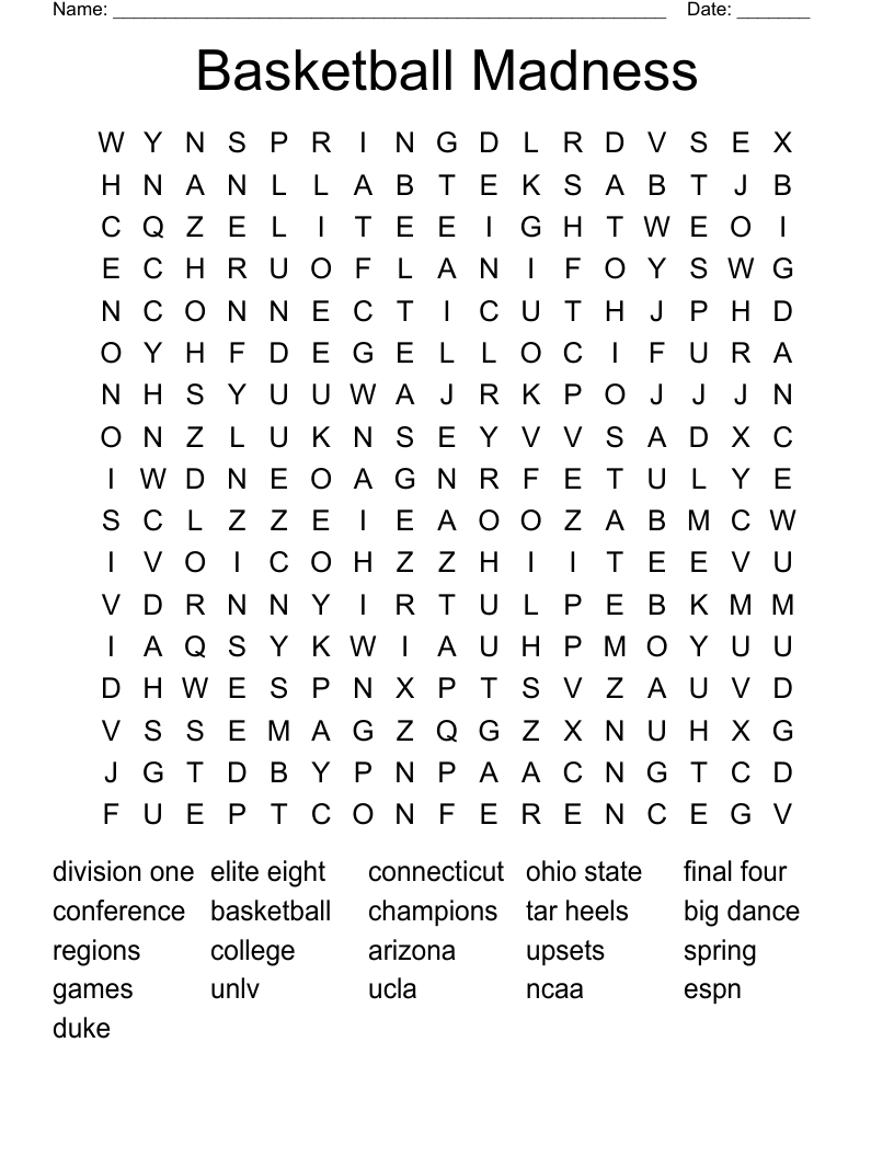 Basketball Madness  Word Search