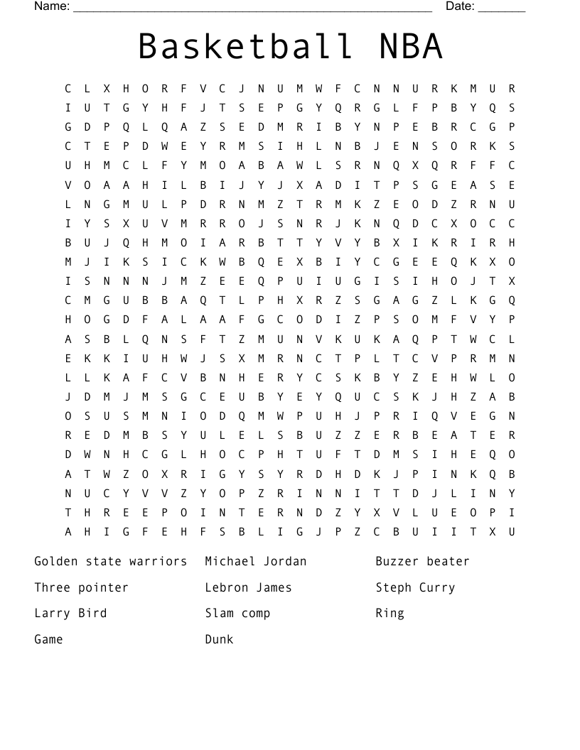 Basketball NBA Word Search