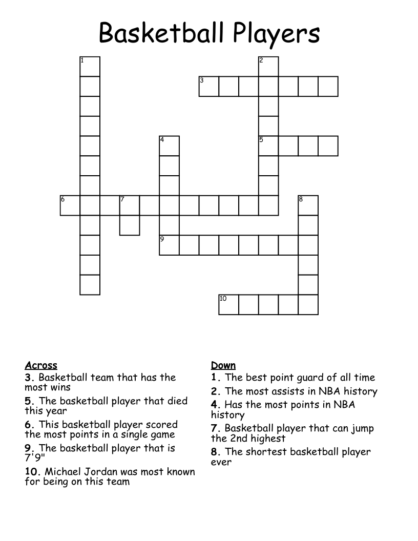 Basketball Players Crossword