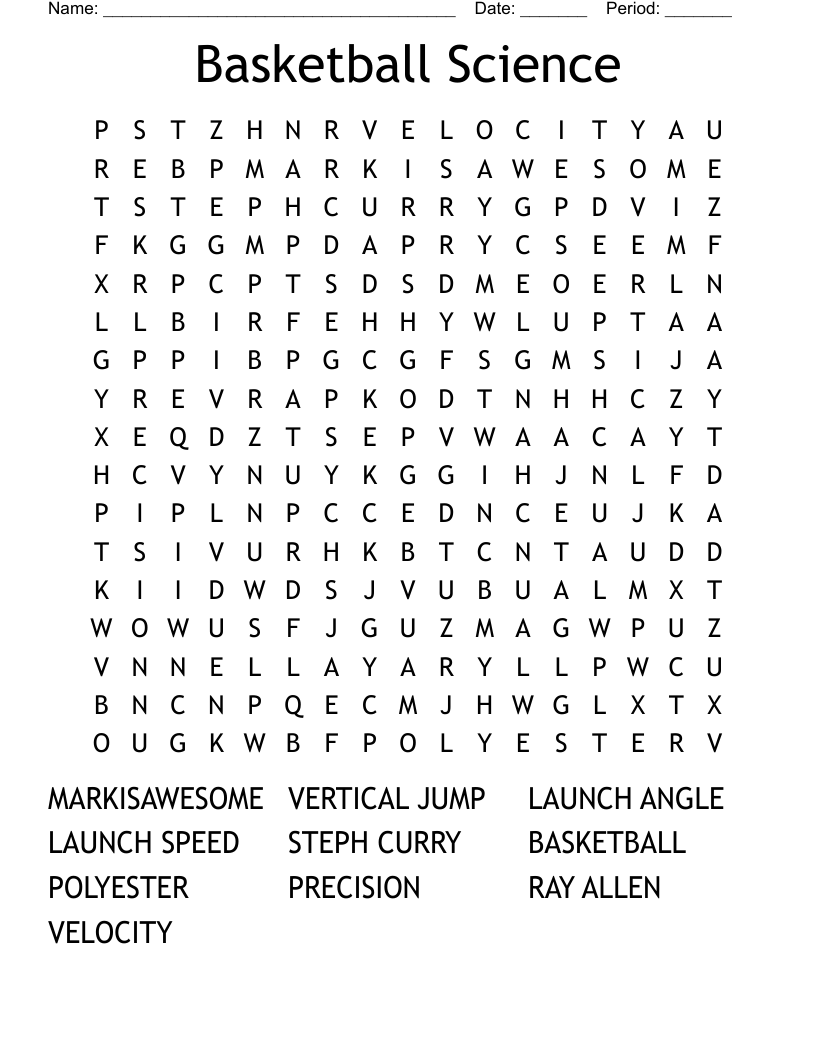 Basketball Science Word Search