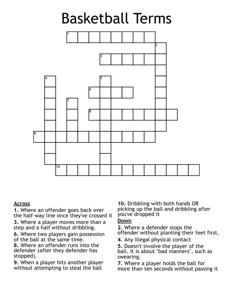 Basketball Terms Crossword