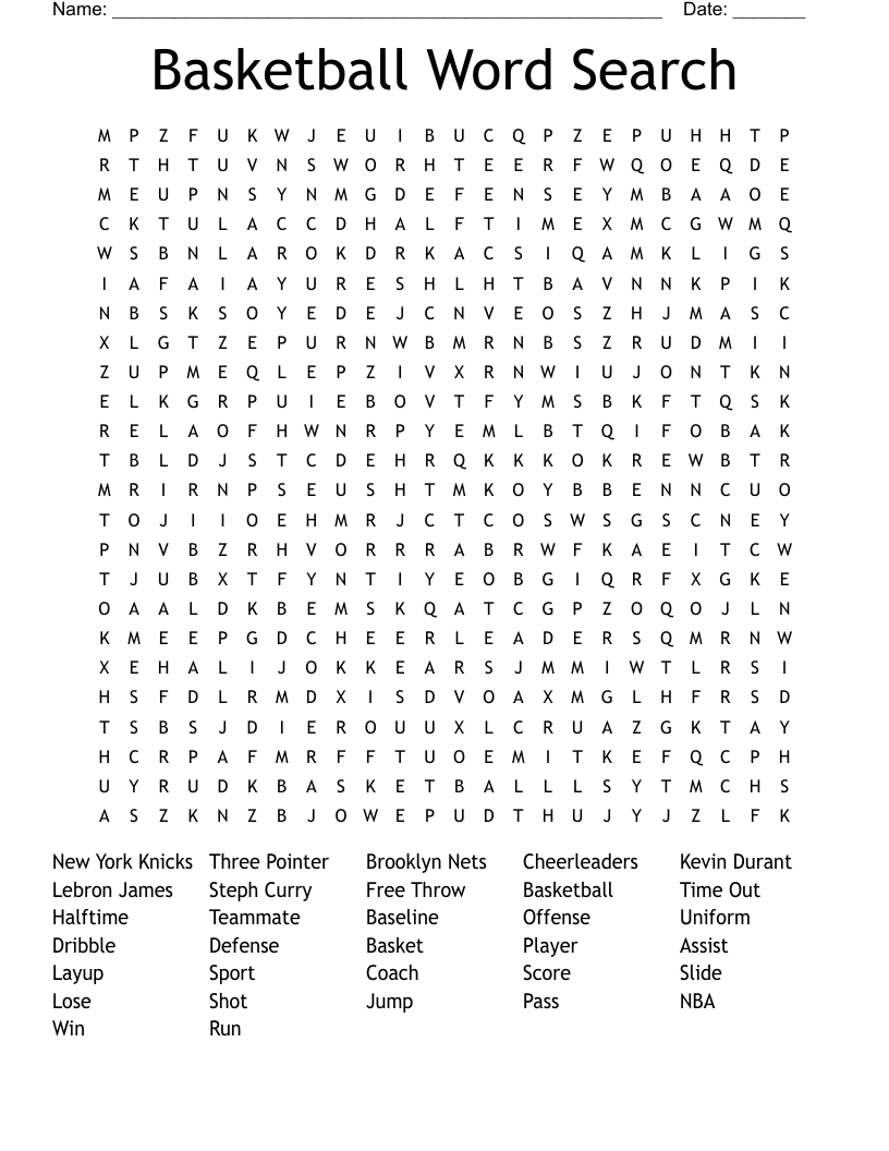 Basketball Word Search