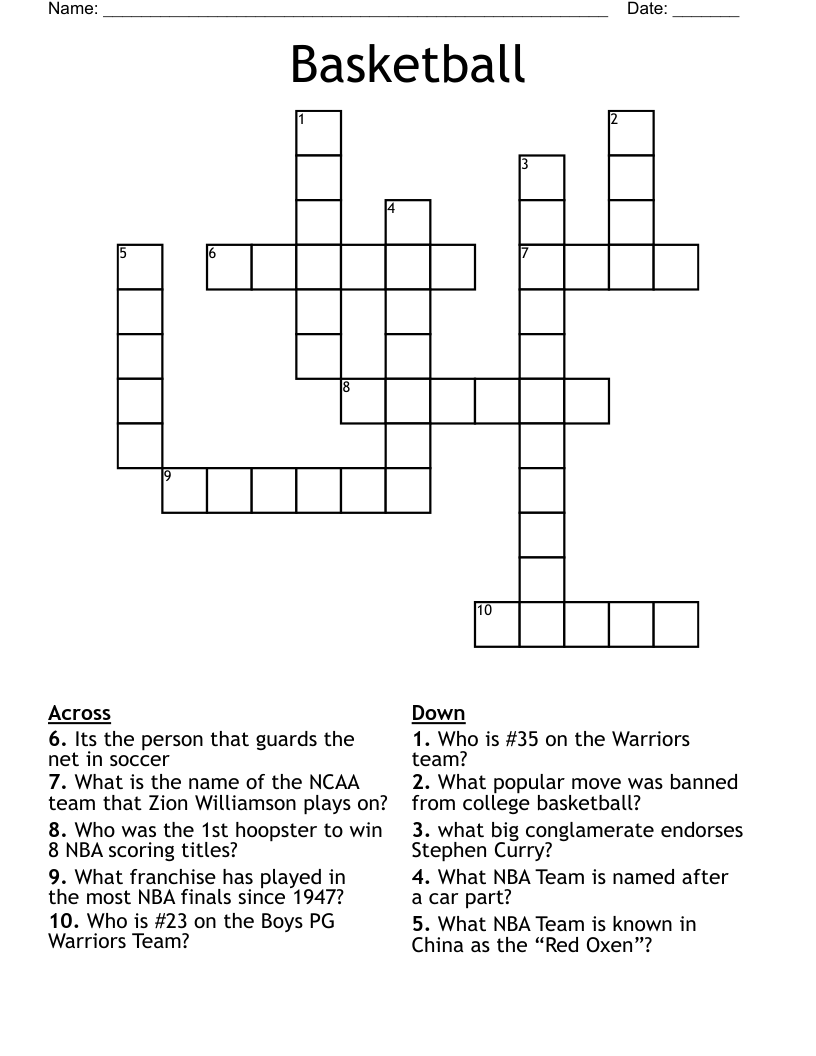 Basketball  Crossword