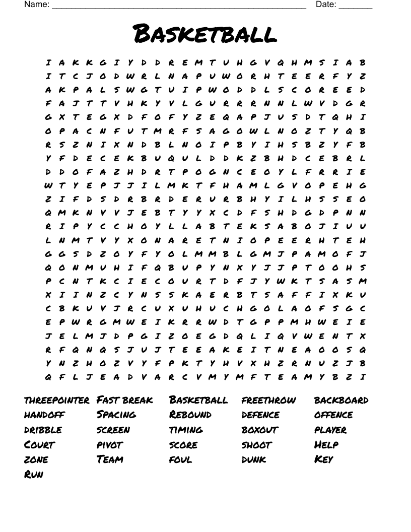Basketball  Word Search