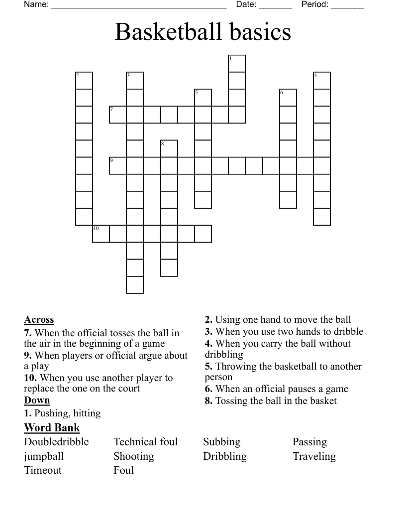 Basketball basics Crossword