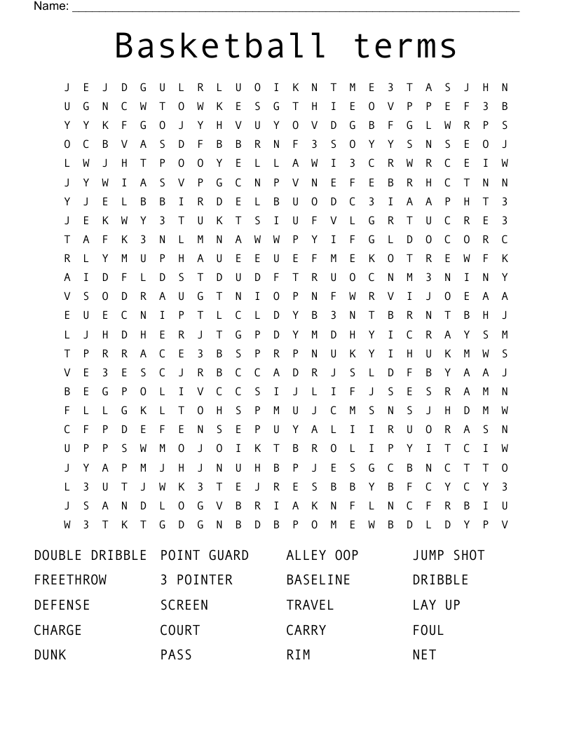 Basketball terms  Word Search