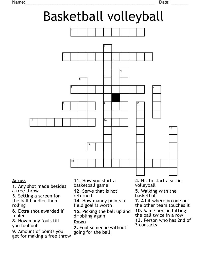 Basketball volleyball  Crossword