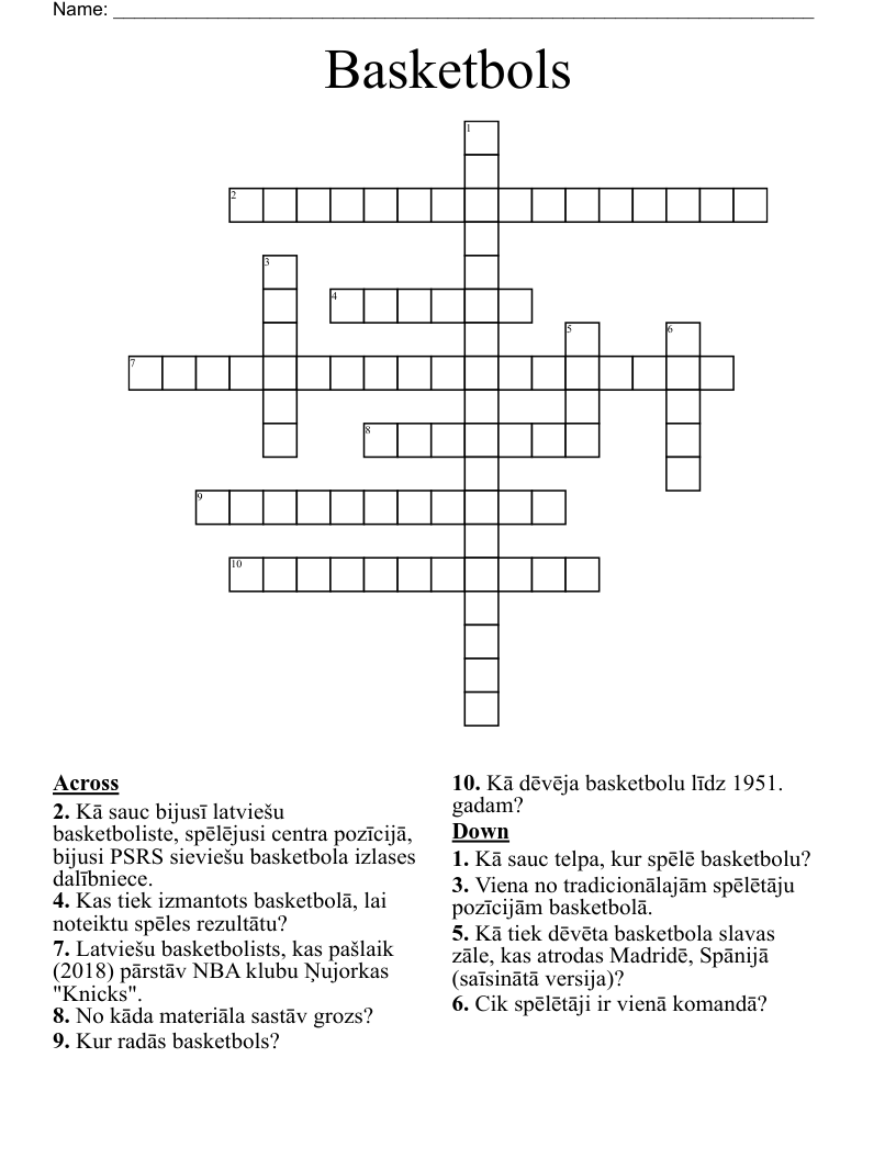 Basketbols Crossword