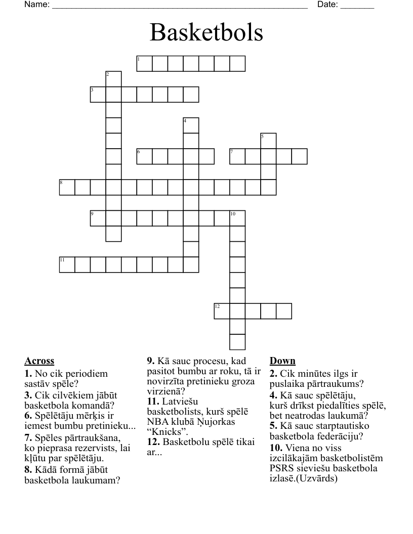 Basketbols Crossword