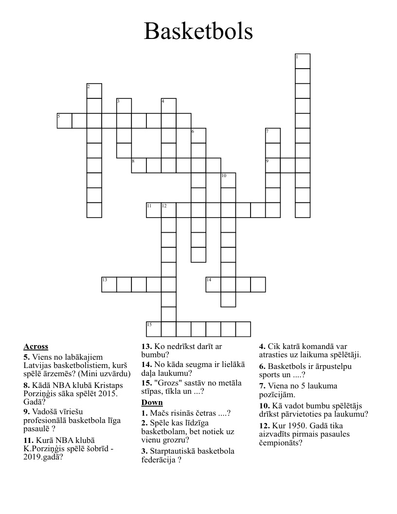 Basketbols Crossword
