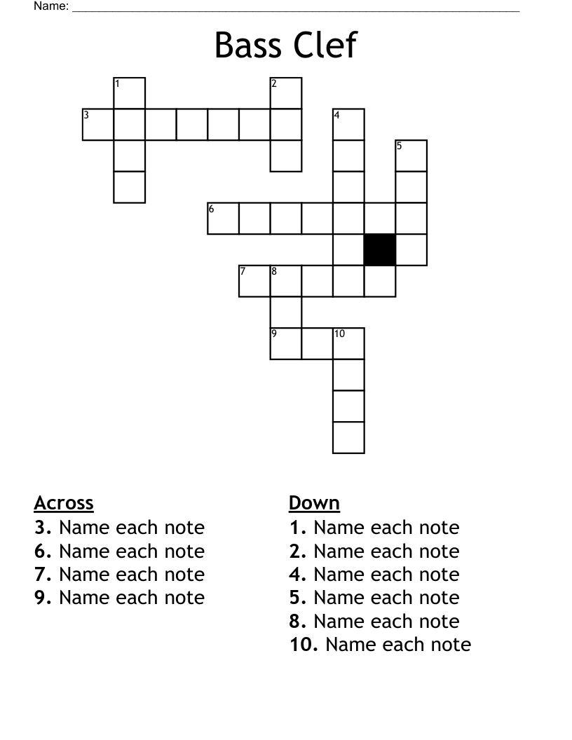 Bass Clef Crossword