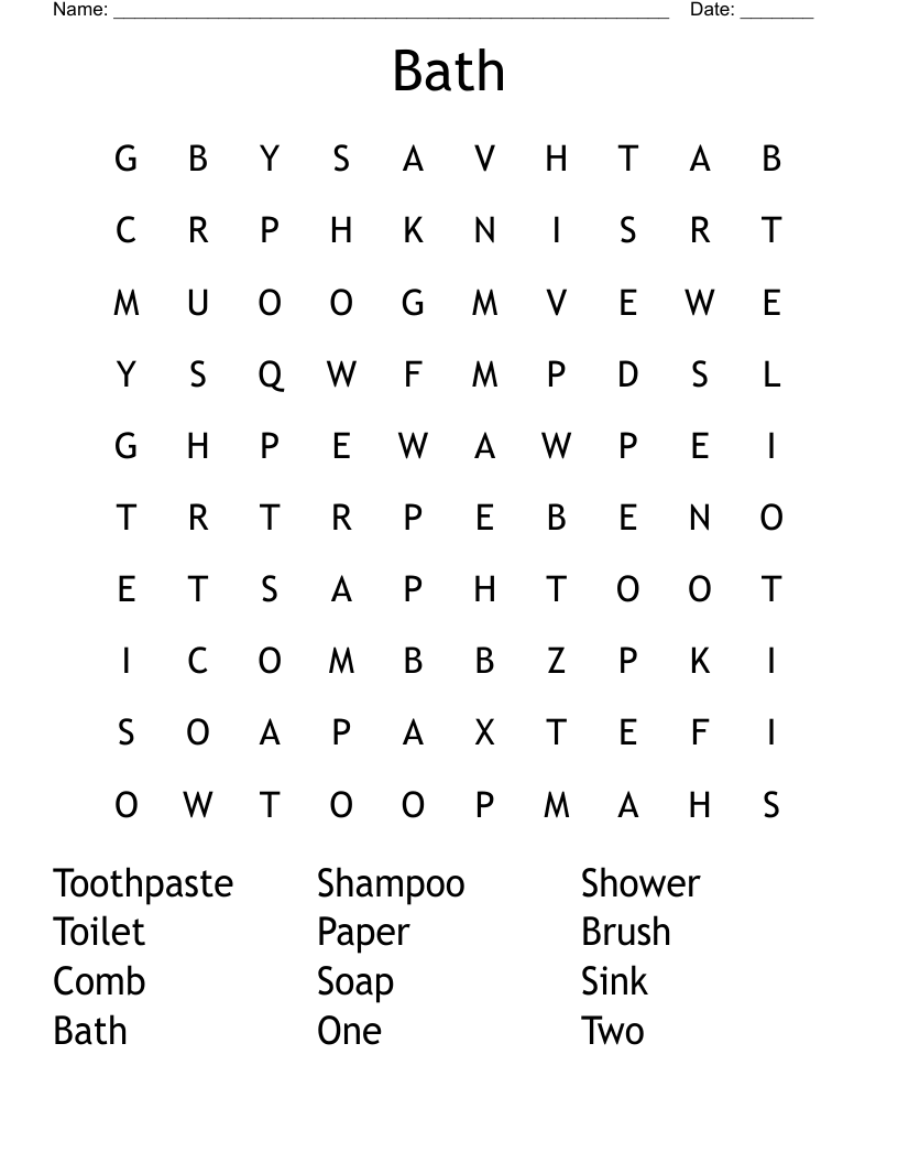 Bath Word Search