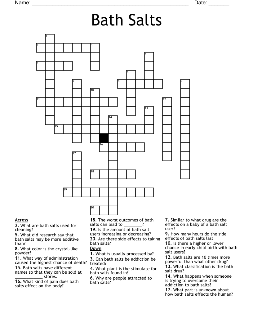Bath Salts Crossword