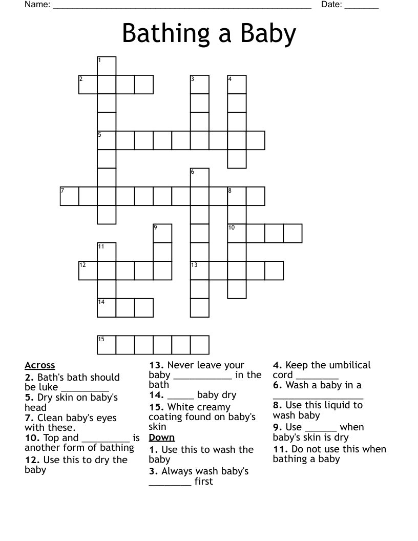 Bathing a Baby Crossword