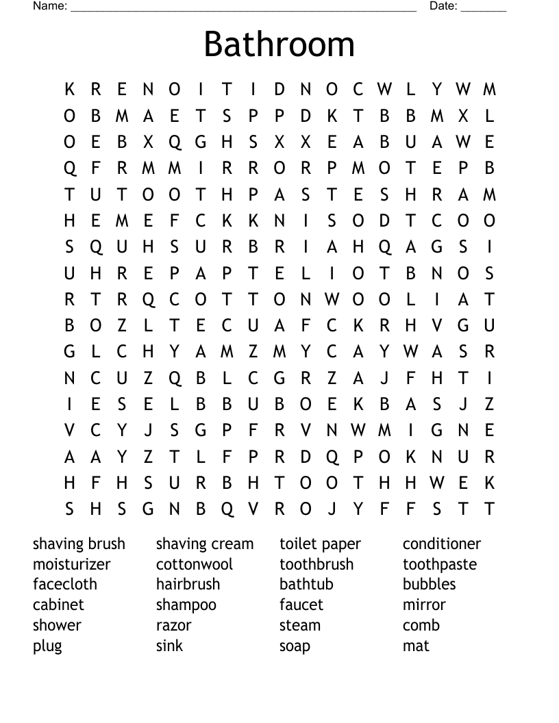 Bathroom Word Search