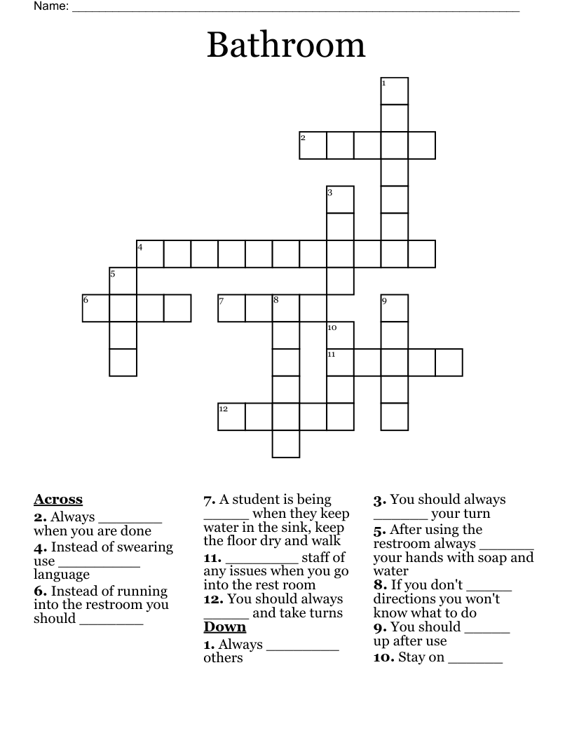 Bathroom Crossword