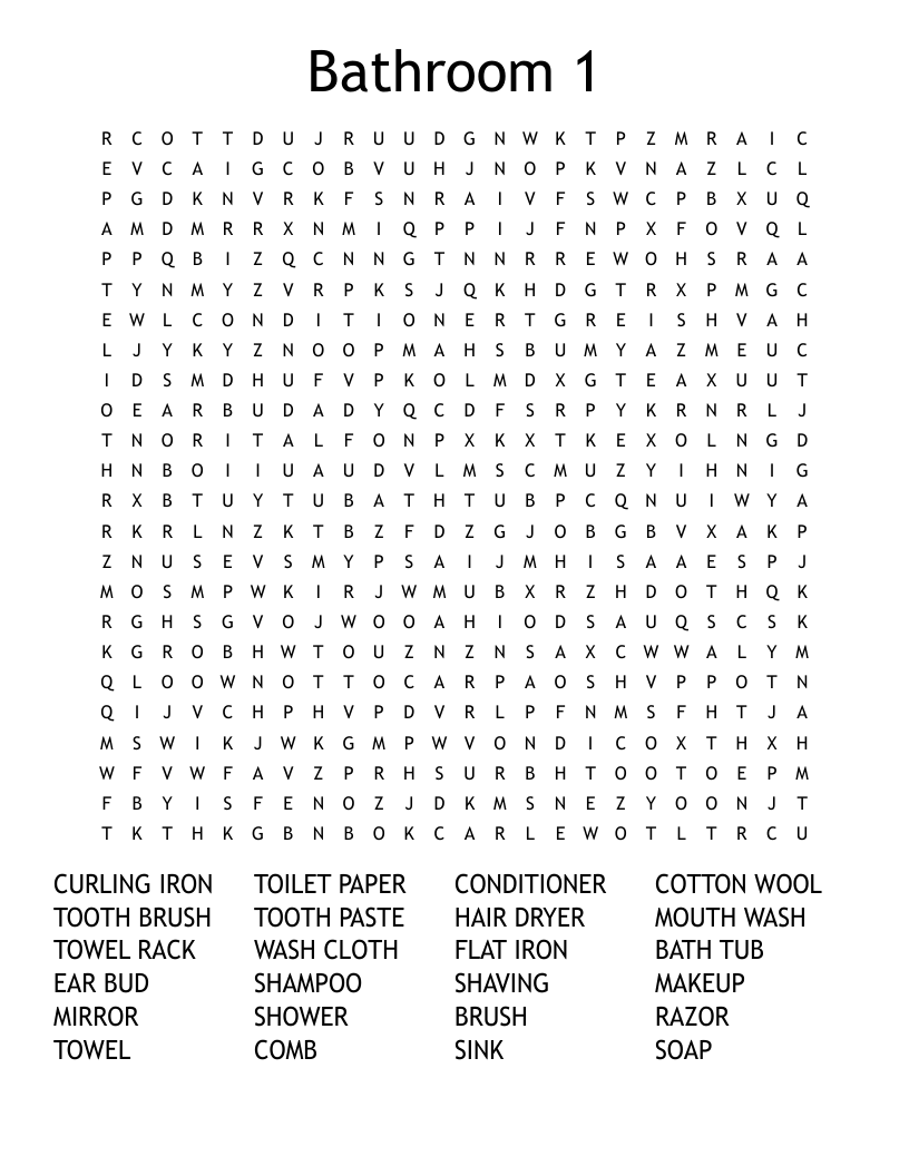 Bathroom 1 Word Search