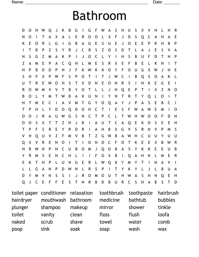 Bathroom Word Search