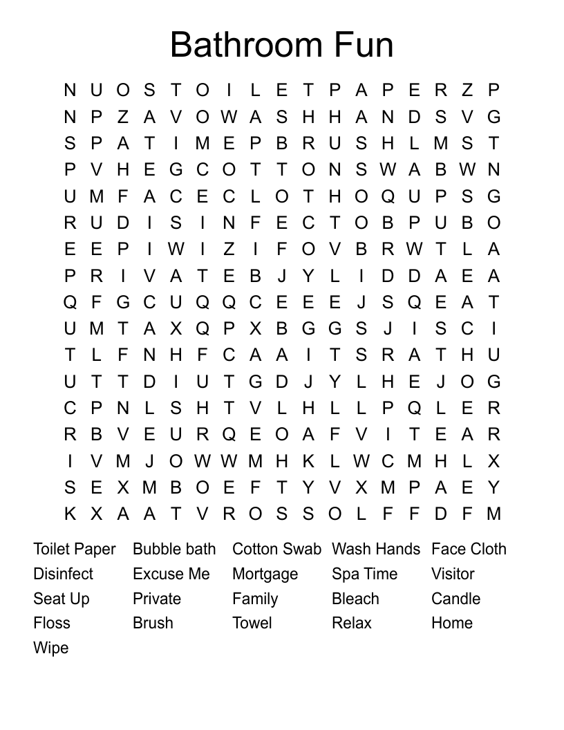 Bathroom Fun Word Search