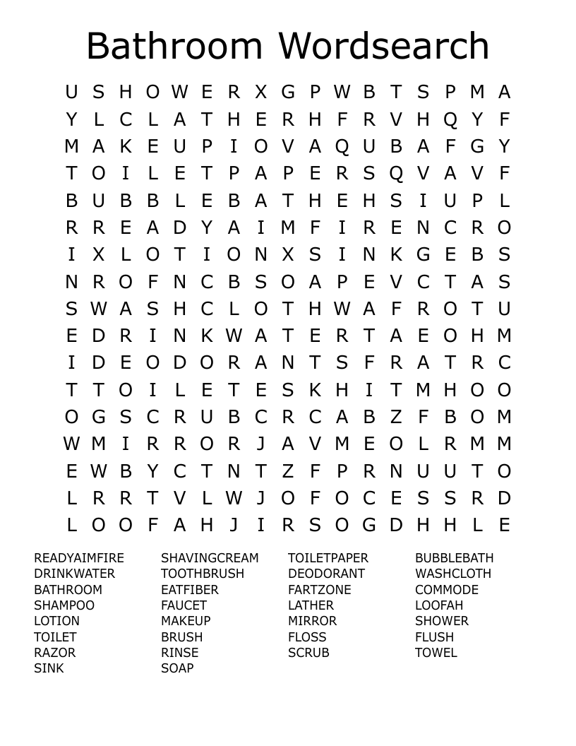Bathroom Wordsearch