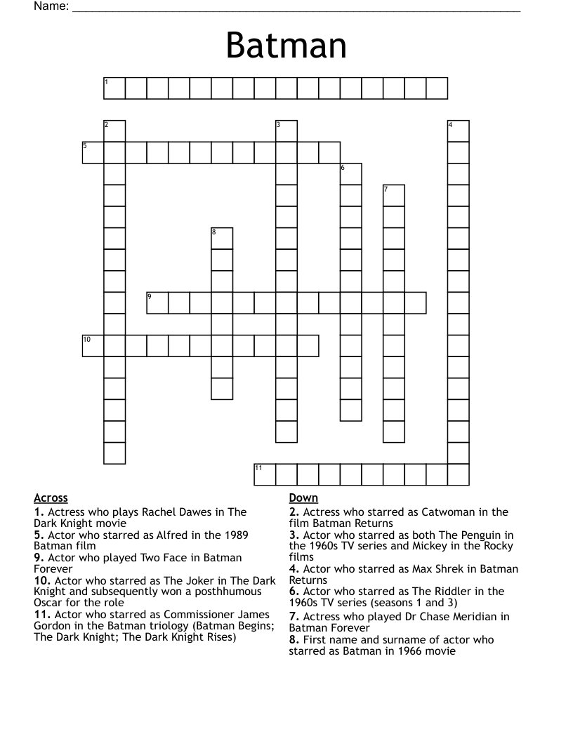 Batman Crossword