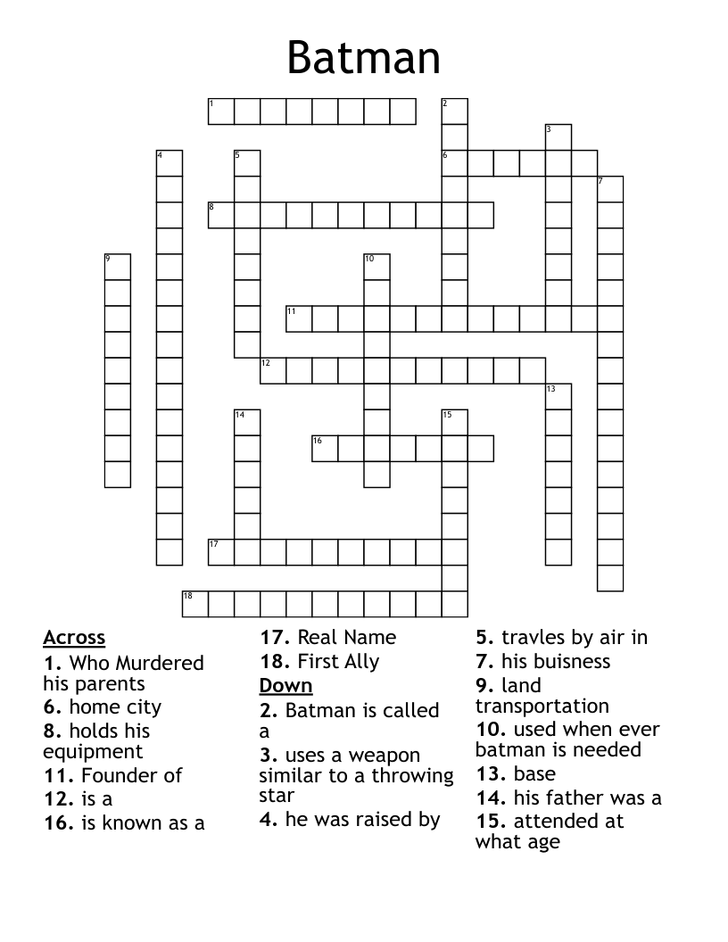 Batman Crossword