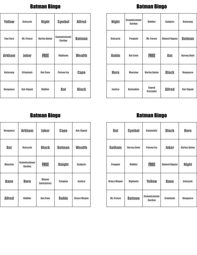 Batman Bingo