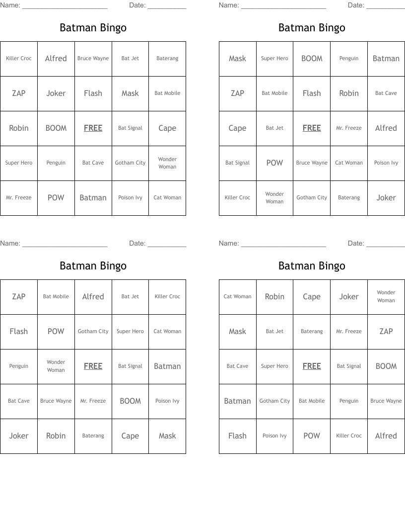 Batman Bingo