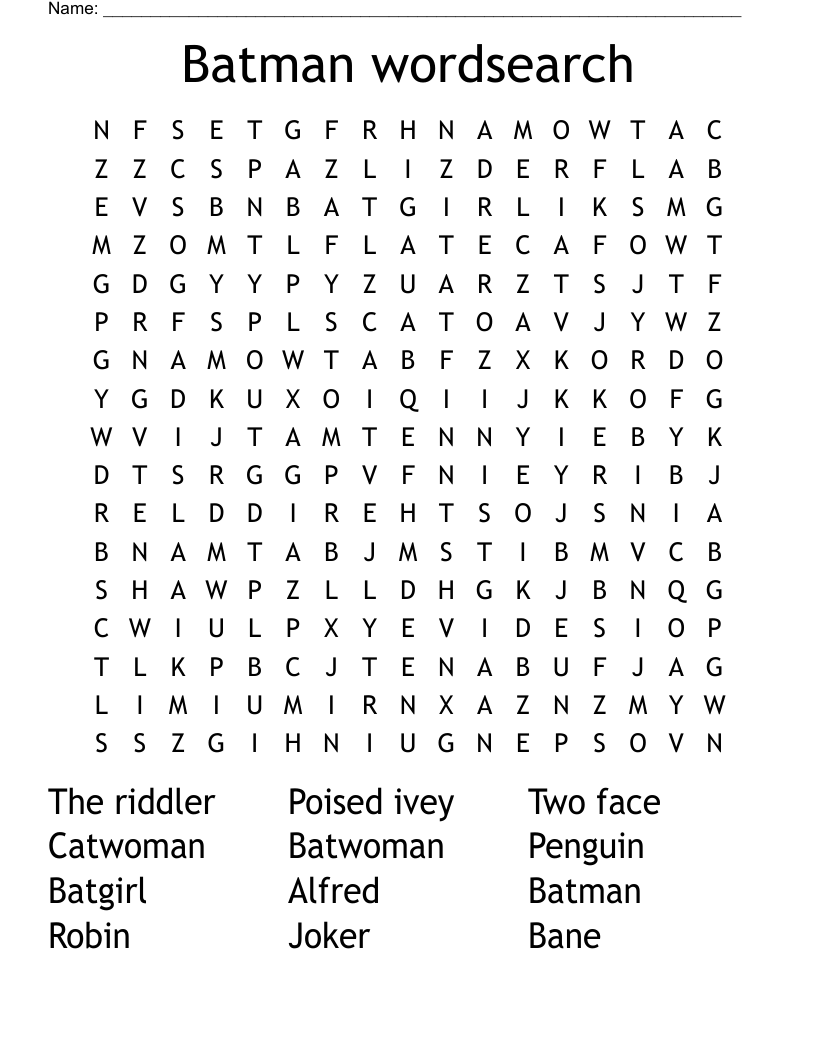Batman wordsearch