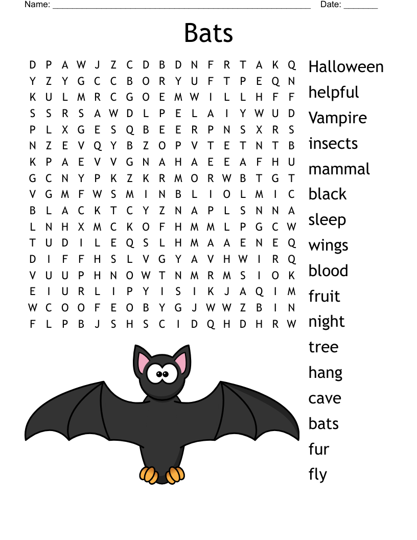 Bats Word Search