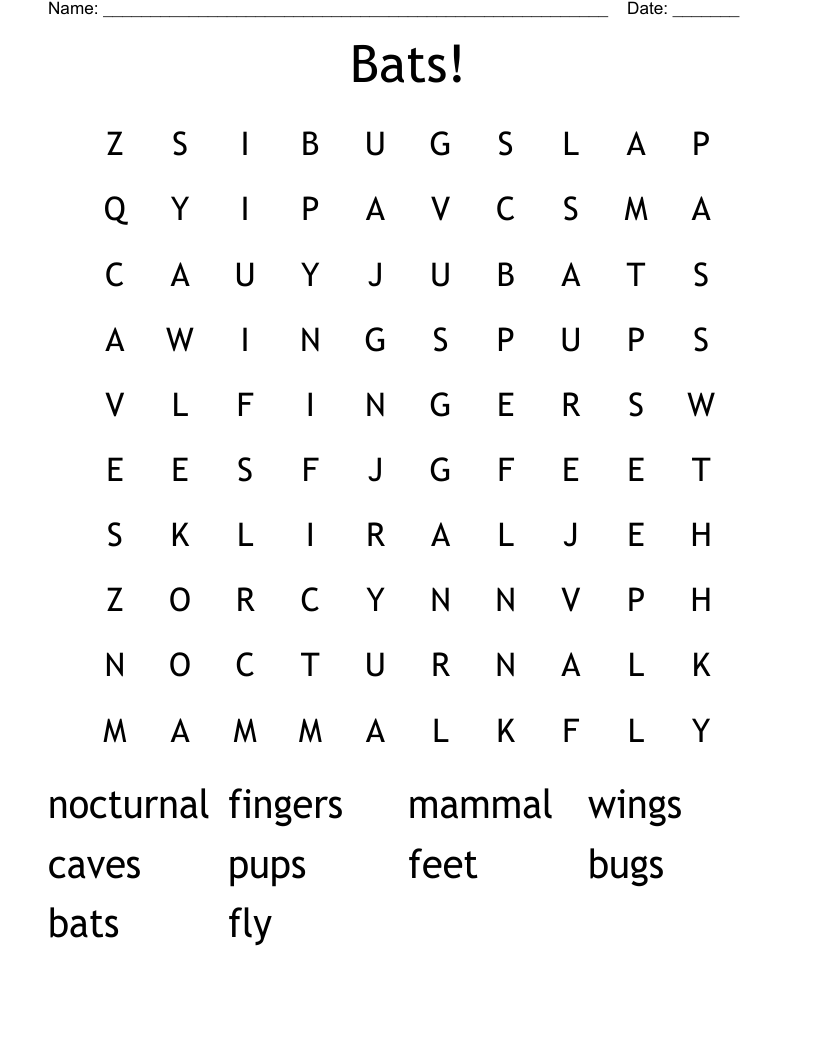 Bats! Word Search