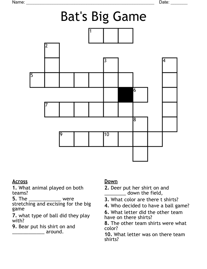 Bat's Big Game Crossword